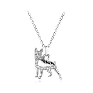 925 Sterling Silver Fashion Simple Pit Dog Pendant with Cubic Zirconia and Necklace