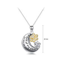 Load image into Gallery viewer, 925 Sterling Silver Fashion Creative Moon Dog Paw Heart Pendant with Cubic Zirconia and Necklace