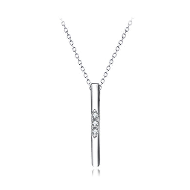 925 Sterling Silver Simple Fashion Geometric Pendant with Cubic Zirconia and Necklace