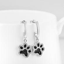 Load image into Gallery viewer, 925 Sterling Silver Simple Cute Dog Paw Earrings with Cubic Zirconia