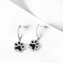 Load image into Gallery viewer, 925 Sterling Silver Simple Cute Dog Paw Earrings with Cubic Zirconia