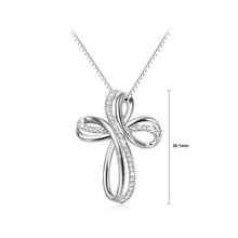 Load image into Gallery viewer, 925 Sterling Silver Fashion Creative Cross Pendant with Cubic Zirconia and Necklace