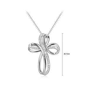925 Sterling Silver Fashion Creative Cross Pendant with Cubic Zirconia and Necklace