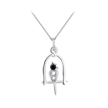 Load image into Gallery viewer, 925 Sterling Silver Fashion Cute Bird Cage Pendant with Cubic Zirconia and Necklace