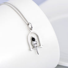 Load image into Gallery viewer, 925 Sterling Silver Fashion Cute Bird Cage Pendant with Cubic Zirconia and Necklace