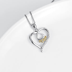 925 Sterling Silver Simple Fashion Dog Paw Heart Pendant with Cubic Zirconia and Necklace
