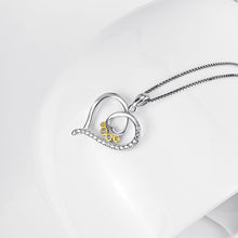 Load image into Gallery viewer, 925 Sterling Silver Simple Fashion Dog Paw Heart Pendant with Cubic Zirconia and Necklace