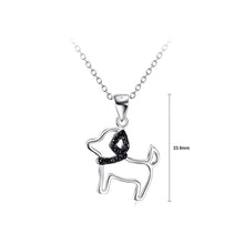 Load image into Gallery viewer, 925 Sterling Silver Simple Cute Dog Pendant with Cubic Zirconia and Necklace