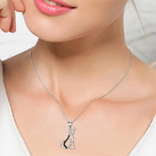 Load image into Gallery viewer, 925 Sterling Silver Simple and Cute Hollow Dog Pendant with Cubic Zirconia and Necklace