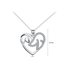 Load image into Gallery viewer, 925 Sterling Silver Fashion Simple Dog Mother and Child Heart Pendant with Cubic Zirconia and Necklace