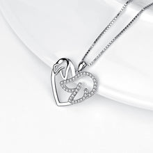 Load image into Gallery viewer, 925 Sterling Silver Fashion Simple Dog Mother and Child Heart Pendant with Cubic Zirconia and Necklace