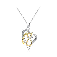 Load image into Gallery viewer, 925 Sterling Silver Simple and Cute Golden Cat Heart Pendant with Cubic Zirconia and Necklace