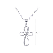 Load image into Gallery viewer, 925 Sterling Silver Simple Temperament Cross Leaf Pendant with Cubic Zirconia and Necklace