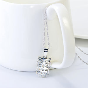 925 Sterling Silver Fashion Simple Owl Pendant with Necklace