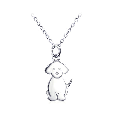 925 Sterling Silver Simple Cute Dog Pendant with Necklace