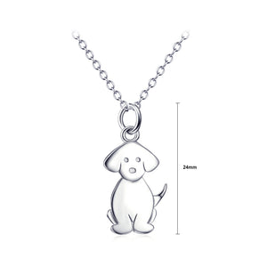 925 Sterling Silver Simple Cute Dog Pendant with Necklace