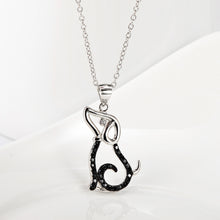 Load image into Gallery viewer, 925 Sterling Silver Simple Cute Dog Pendant with Black Cubic Zirconia and Necklace