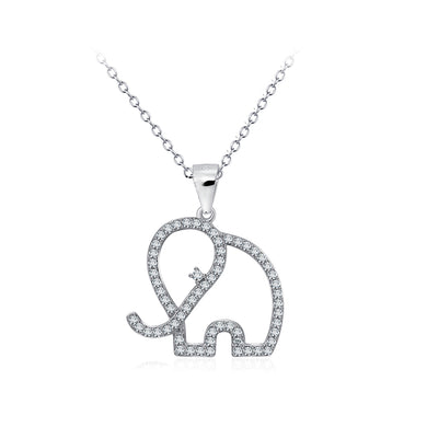 925 Sterling Silver Simple and Cute Hollow Dog Pendant with Cubic Zirconia and Necklace
