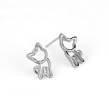 Load image into Gallery viewer, 925 Sterling Silver Simple and Cute Hollow Cat Stud Earrings