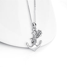 Load image into Gallery viewer, 925 Sterling Silver Fashion Creative Five-pointed Star Anchor Pendant with Cubic Zirconia and Necklace