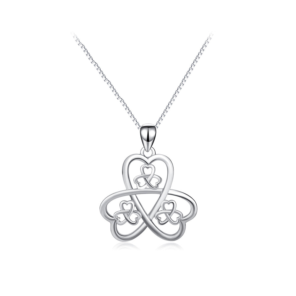 925 Sterling Silver Simple Temperament Hollow Three-leafed Clover Pendant with Necklace