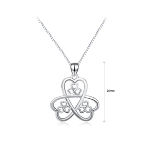 925 Sterling Silver Simple Temperament Hollow Three-leafed Clover Pendant with Necklace