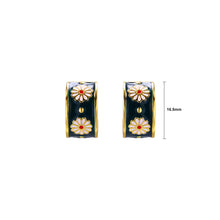 Load image into Gallery viewer, Vintage Elegant Plated Gold Enamel Small Daisy Geometric Round Stud Earrings