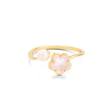 Load image into Gallery viewer, 925 Sterling Silver Plated Gold Fashion and Elegant Cherry Blossom Freshwater Pearl Adjustable Ring with Cubic Zirconia