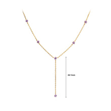 Load image into Gallery viewer, 925 Sterling Silver Plated Gold Simple Temperament Purple Five-pointed Star Cubic Zirconia Tassel Necklace