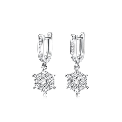Fashion Dazzling Geometric Snowflake Earrings with Cubic Zirconia