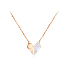 Load image into Gallery viewer, 925 Sterling Silver Plated Rose Gold Simple Romantic Heart-shaped Shell Pendant with Necklace
