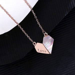 925 Sterling Silver Plated Rose Gold Simple Romantic Heart-shaped Shell Pendant with Necklace