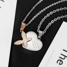 Load image into Gallery viewer, Fashion and Romantic 316L Stainless Steel Heart Shaped Rose Gold Butterfly Couple Pendant with Necklace