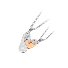 Load image into Gallery viewer, Fashion and Simple Rose Gold Heart-shaped Couple 316L Stainless Steel Pendant with Cubic Zirconia and Necklace