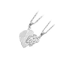 Load image into Gallery viewer, Fashion Temperament Leaf Couple 316L Stainless Steel Pendant with Cubic Zirconia and Necklace