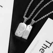 Load image into Gallery viewer, Fashion Simple Geometric Threaded Square Couple 316L Stainless Steel Pendant with Cubic Zirconia and Necklace