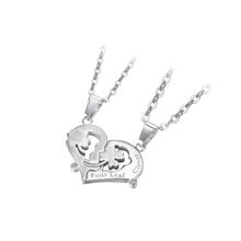 Load image into Gallery viewer, Simple and Fashion Four-leafed Clover Heart-shaped Couple 316L Stainless Steel Pendant with Cubic Zirconia and Necklace