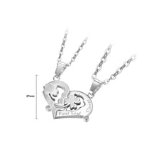 Load image into Gallery viewer, Simple and Fashion Four-leafed Clover Heart-shaped Couple 316L Stainless Steel Pendant with Cubic Zirconia and Necklace