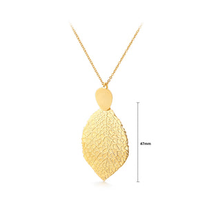 Fashion Simple Plated Gold Leaf 316L Stainless Steel Pendant with Necklace