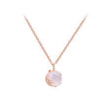 Load image into Gallery viewer, 925 Sterling Silver Plated Rose Gold Fashion Simple Leaf Pink Crystal Pendant with Necklace