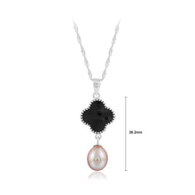 Load image into Gallery viewer, 925 Sterling Silver Fashion and Elegant Four-leafed Clover Freshwater Pearl Pendant with Cubic Zirconia and Necklace
