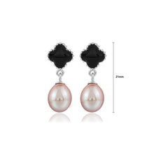 Load image into Gallery viewer, 925 Sterling Silver Fashion and Elegant Four-leafed Clover Freshwater Pearl Earrings with Cubic Zirconia