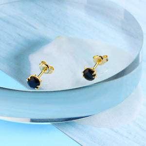 925 Sterling Silver Simple Cute Cat Stud Earrings with Black Cubic Zirconia