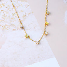 Load image into Gallery viewer, 925 Sterling Silver Plated Gold Simple and Delicate Star Necklace with Cubic Zirconia