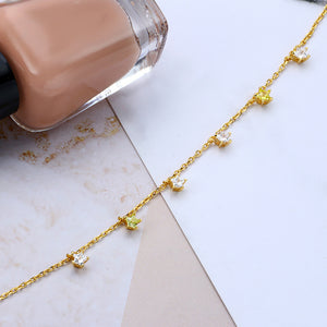 925 Sterling Silver Plated Gold Simple and Delicate Star Necklace with Cubic Zirconia