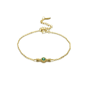 925 Sterling Silver Plated Gold Sweet and Lovely Candy Bracelet with Green Cubic Zirconia