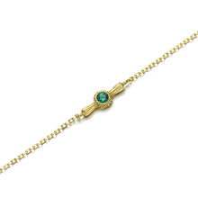 Load image into Gallery viewer, 925 Sterling Silver Plated Gold Sweet and Lovely Candy Bracelet with Green Cubic Zirconia