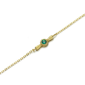 925 Sterling Silver Plated Gold Sweet and Lovely Candy Bracelet with Green Cubic Zirconia