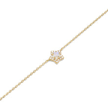 Load image into Gallery viewer, 925 Sterling Silver Plated Gold Fashion Simple Star Moonstone Bracelet with Cubic Zirconia 16cm