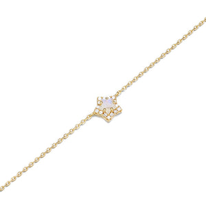 925 Sterling Silver Plated Gold Fashion Simple Star Moonstone Bracelet with Cubic Zirconia 16cm